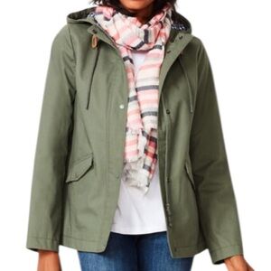 Talbots WATER-RESISTANT COTTON ANORAK Olive Army Green Jacket Style P191030214